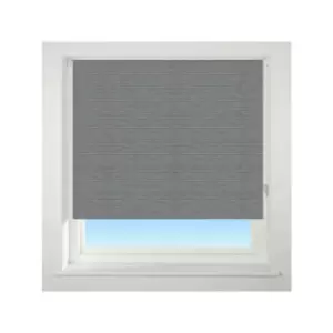 Image of Universal Textured Thermal Blackout Roller Blind, Stripe Charcoal, W150cm