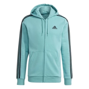 Image of adidas Essentials Fleece 3-Stripes Full-Zip Hoodie Mens - Mint/Black