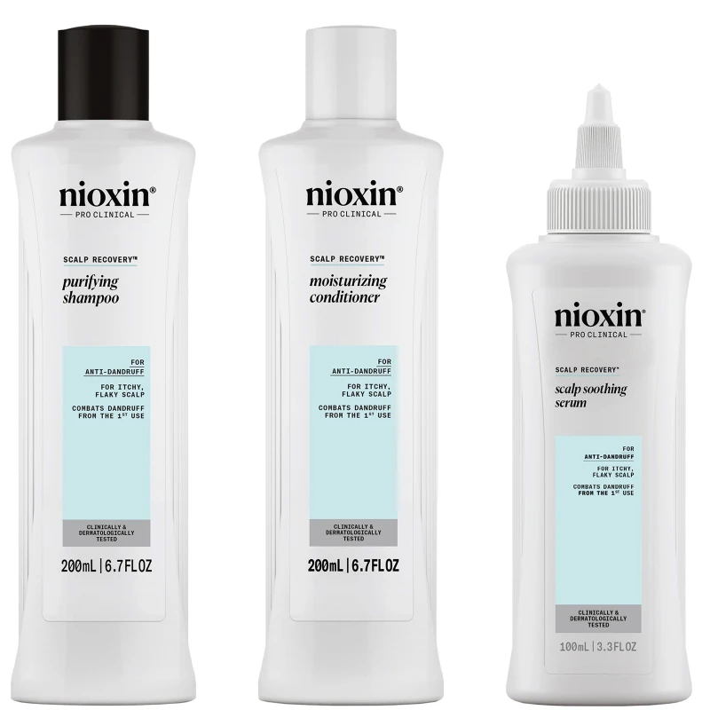 Image of NIOXIN Scalp Recovery System for Anti-Dandruff & Itchy Scalp Relief - Includes Shampoo, Conditioner and Serum