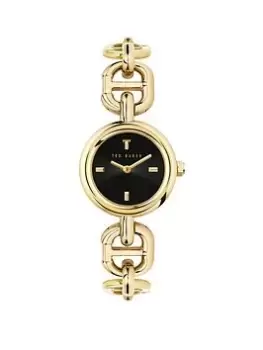Image of Ted Baker Margiot Stainless Steel Yellow-Gold Case Black Dial Stainless Steel Yellow-Gold Chain, Gold, Women