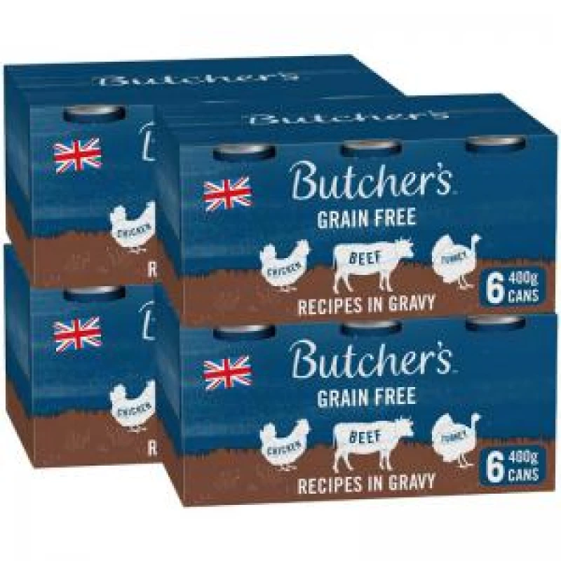 Image of Butchers Recipes in Gravy Dog Food Tins 6x400g NWT6239 NWT6239