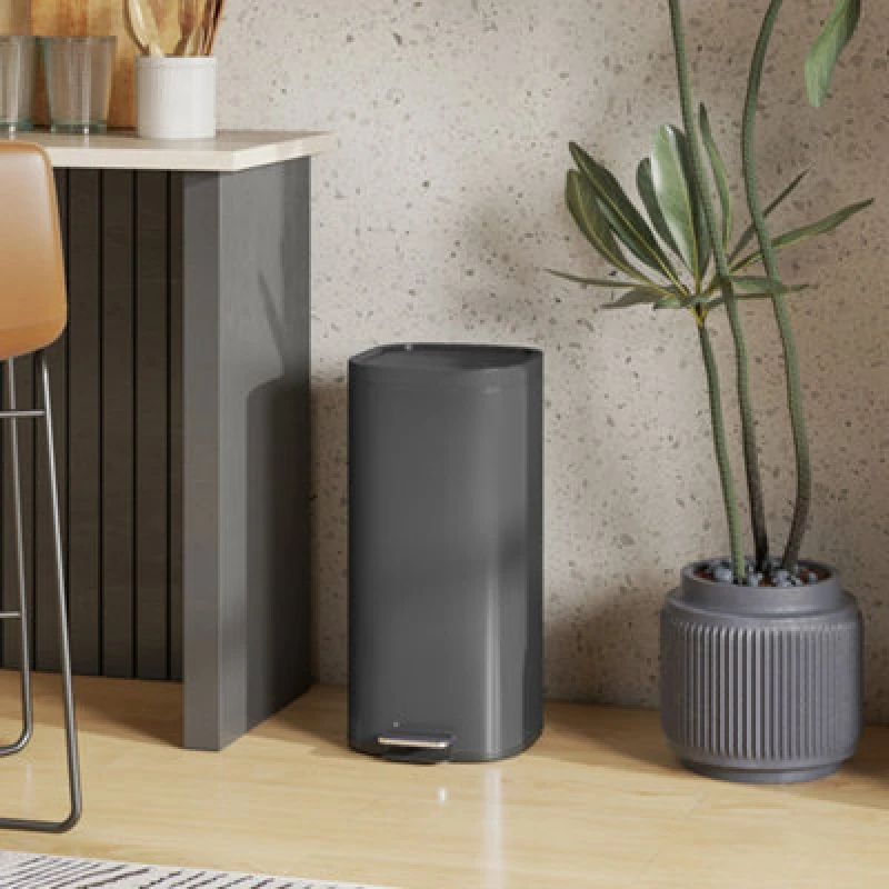 Image of HOMCOM HOMCOM 30L Kitchen Bin, Pedal Bin with Lid, Removable Inner Bucket, Black 30L Unisex 5063603794382