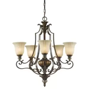 Image of 5 Bulb Chandelier LIght Firenze Gold British Bronze LED E27 60W