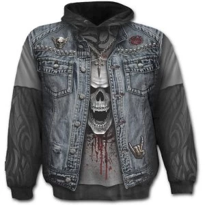 Image of Thrash Metall Allover Mens Medium Hoodie - Black