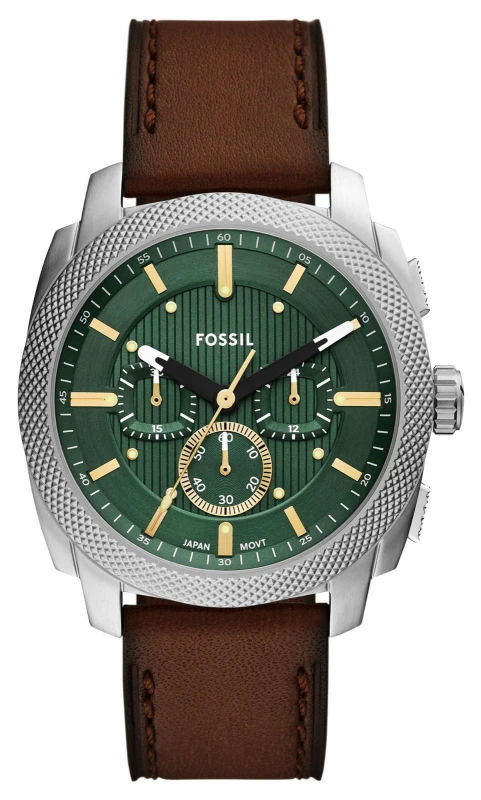 Image of Fossil FS6100 Machine Chronograph (44mm) Green Dial / Brown Watch