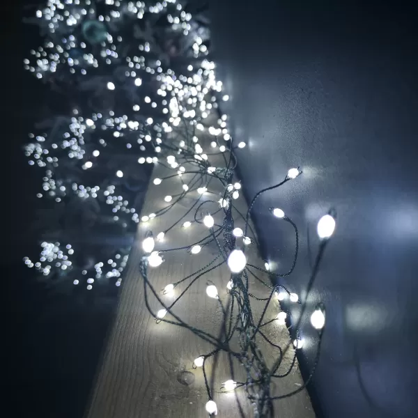 Image of 1.8m White LEDs Green Garland Wire Light Christmas Decoration with Timer