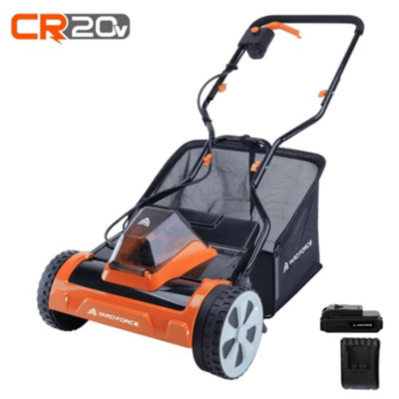 Image of Yard Force 20V 4.0Ah 38Cm Cordless Cylinder Push Lawnmower, Rear Roller, 4 Cutting Heights, 45L Capacity, Cr20 Range Lm C38A
