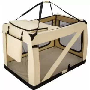 Image of Dog crate foldable - dog cage, pet carrier, puppy crate - XXXXL / 122 x 79 x 78,5cm - beige