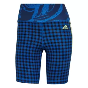 Image of adidas FARM Rio Bike Shorts Womens - Glow Blue / Hi-Res Yellow