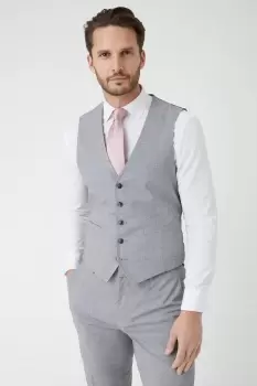 Image of Slim Fit Light Grey Textured Waistcoat