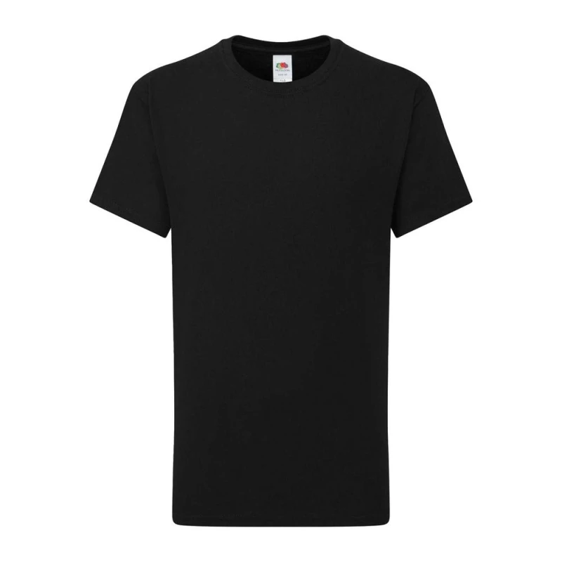 Image of Fruit Of The Loom Iconic 195 boys's Children's T shirt in Black