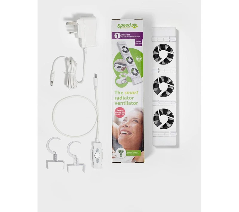 Image of SPEEDCOMFORT Discrete Radiator Fan (Pack of 1) & Mounting Hooks, White 652217876802