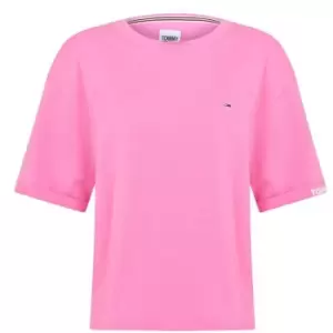 Image of Tommy Jeans Crop Stripe T Shirt - Pink