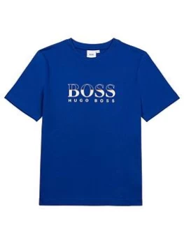 Image of Hugo Boss Short Sleeve Logo T-Shirt Blue Size 12 Years Boys