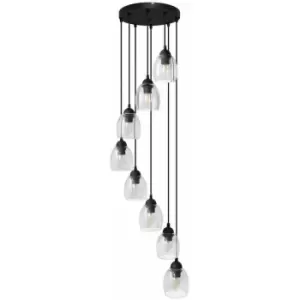 Image of Helam Brillant Cluster Pendant Ceiling Light Black, Transparent 35cm