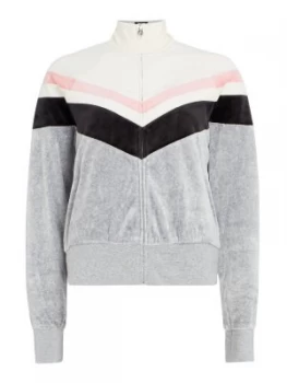 Image of Juicy Black Label Colour Block Velour Palisades Jacket Silver