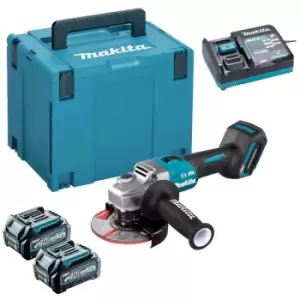Image of GA005GD201 40V xgt Brushless 125mm Angle Grinder, 2x 2.5Ah Batteries, Charger & Case - n/a - Makita