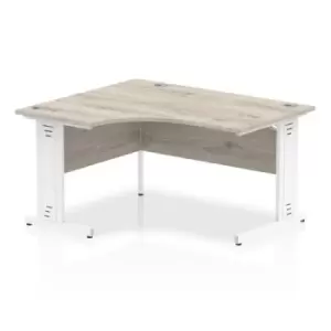 Image of Impulse 1400mm Left Hand Crescent Desk Grey Oak Top White Cable Managed Leg