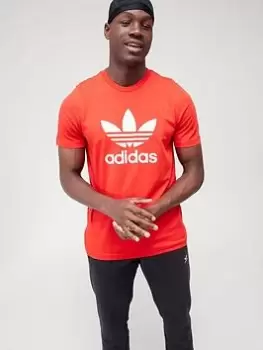 Image of adidas Originals Trefoil T-Shirt - Red, Red/White Size XS Men