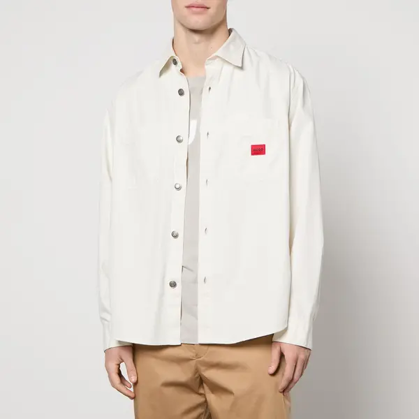 Image of HUGO Erato Long Sleeved Cotton-Twill Shirt - M White Shirts male 50500199-121 M