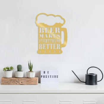 Image of Beer - Gold Gold Decorative Metal Wall Accessory