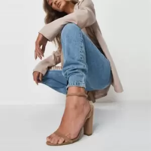 Image of Missguided Entry Block Heeled Sandals - Nude