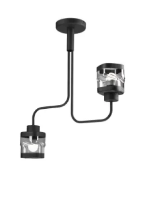 Image of Hugo Multi Arm Semi Flush Ceiling Light Black, 2x E27