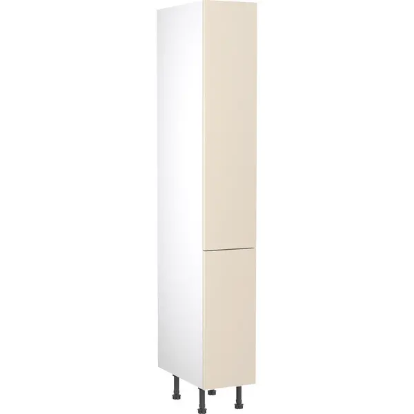 Image of Kitchen Kit Flatpack Slab Kitchen Cabinet Pull Out Tall Larder Unit Super Gloss 300mm in Cashmere MFC