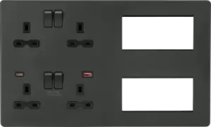 Image of Screwless Combination Plate with Dual USB FASTCHARGE A+C - Anthracite 230V IP20