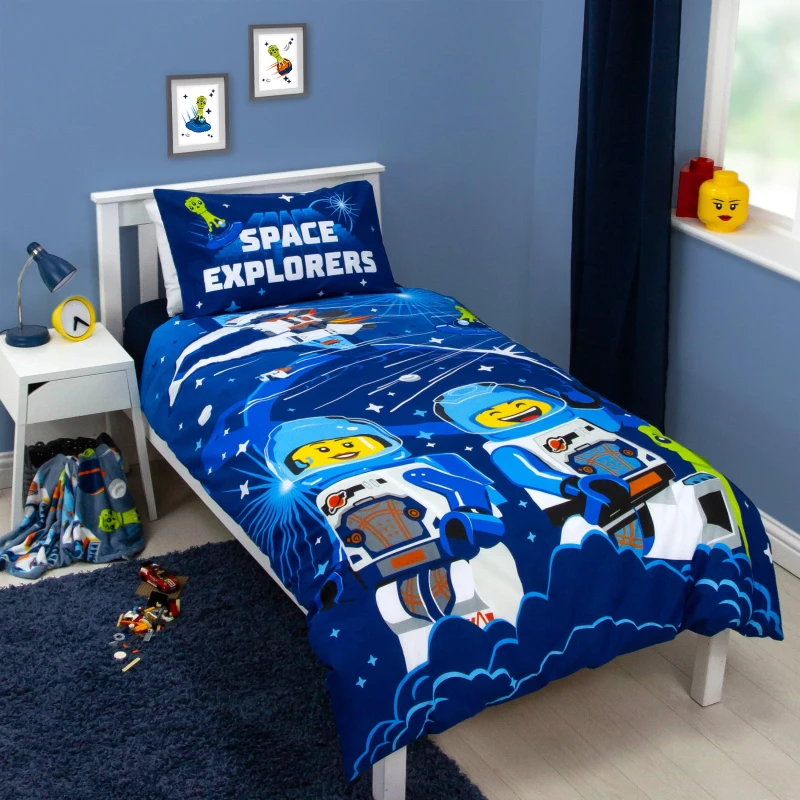 Image of Lego City Single Duvet Cover and Pillowcase Set Blue
