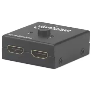 Image of Manhattan HDMI 4K Splitter/Switch 2-Port Bi-Directional 4K@30Hz Manual Selection Passive (No Power Required) Black Box