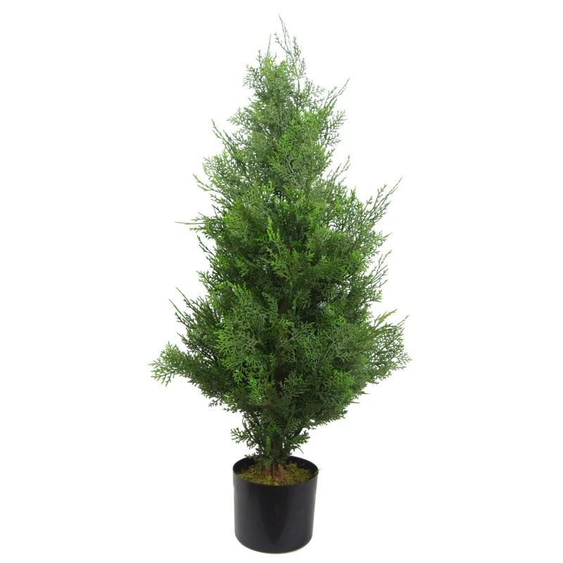 Image of Leaf Design 90cm Artificial Cypress Topiary