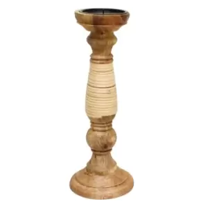 Image of Natural Interiors Mango Wood Candlestick, 35cm.