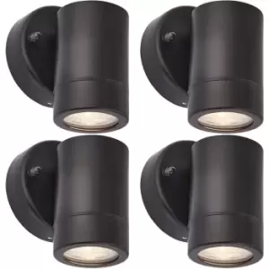 Image of 4 PACK Dimmable Outdoor IP44 Downlight - 7W GU10 LED - Matt Black & Glass