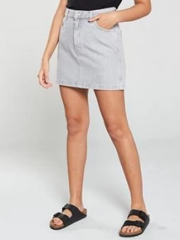Image of Mango 5 Pocket Denim Mini Skirt - Grey, Size XS, Women