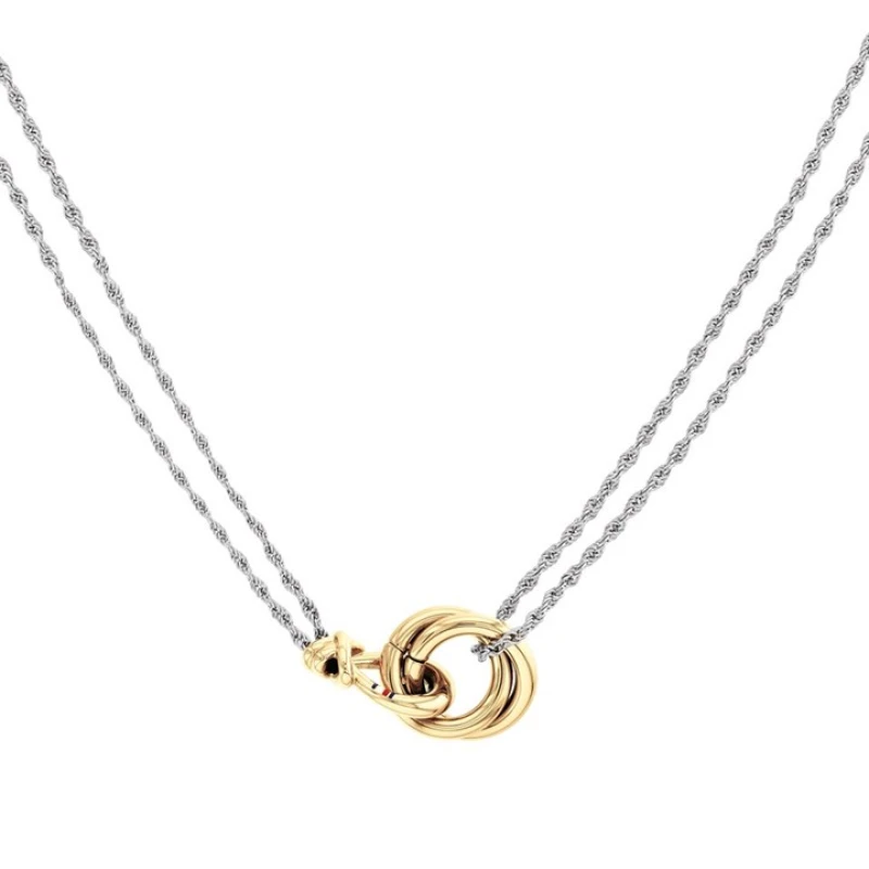 Image of Tommy Hilfiger 2780989 Stainless Steel And Gold Tone Double Rope Necklace - J7357