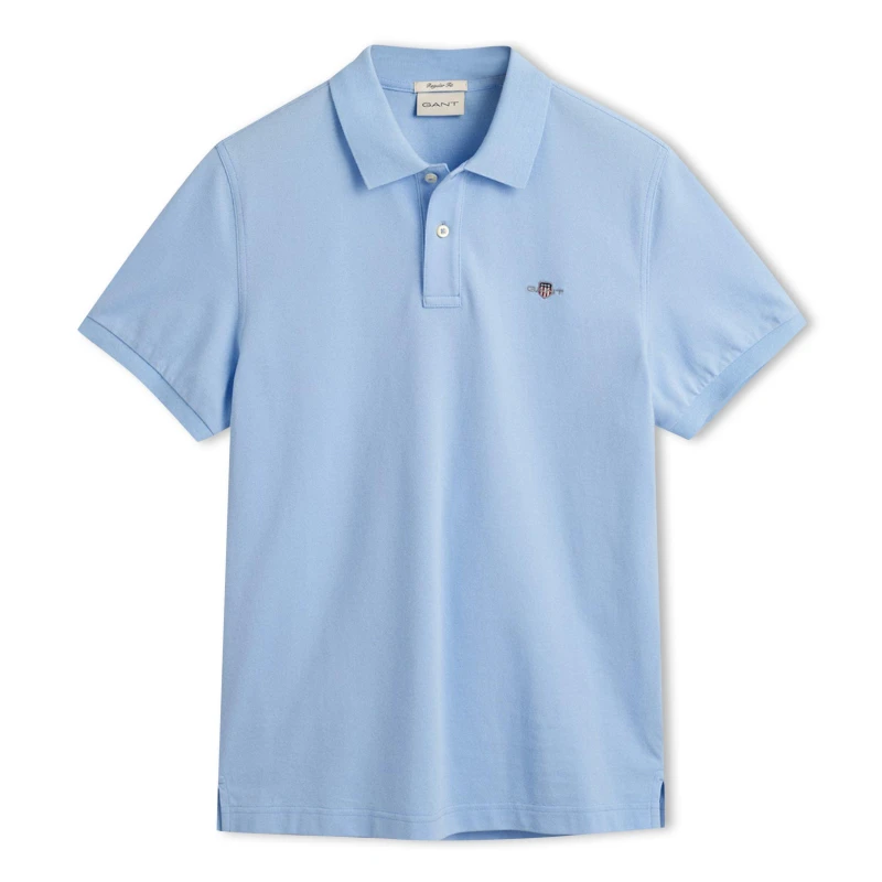 Image of Gant Regular Shield Pique Polo Shirt Capri Blue S
