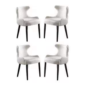Image of Oxford LUX Velvet Upholstered Dining Chairs Set of 4 - Cream - Cream