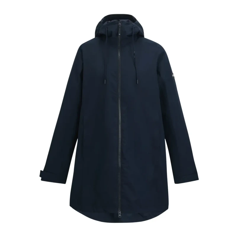 Image of Regatta Womens Brianka Longline Hooded Waterproof Jacket in Mid Navy Size: 10 Mid Navy Female 10