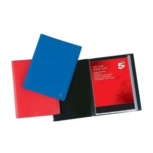 Image of 5 Star Display Book Soft Cover Lightweight Polypropylene 40 Pockets A4 Red