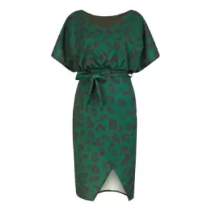 Image of Mela London Green Animal Print Kimono Wrap Dress - Green