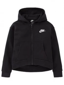 Image of Nike Girls Nsw Club Fleece Full Zip Hoodie - Black/White