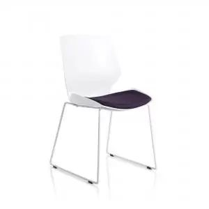 Image of Florence Sled White Frame Bespoke Tansy Purple Fabric Visitor Chair