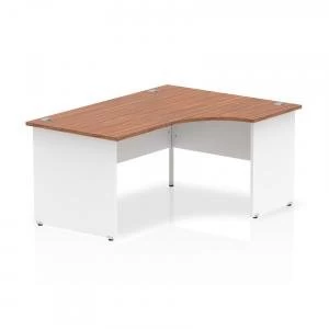Image of Trexus Desk Crescent Right Hand Panel End 1600x800mm Walnut Top White