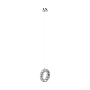 Image of Platt Crystal Integrated LED Pendant Ceiling Light, Chrome, 4000K, 520Lm