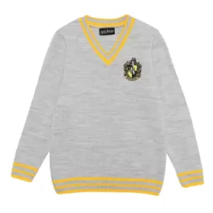 Image of Harry Potter Girls Hufflepuff House Knitted Jumper (5-6 Years) (Grey)