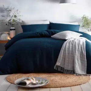 Image of Loft Westport Waffle Weave Textured Duvet Cover Set, Ink, Double - Appletree