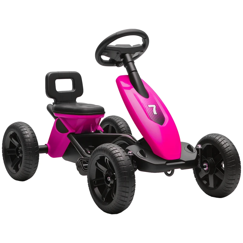 Image of AIYAPLAY Pedal Go-Kart for Kids with Silent EVA Wheels, Metal Frame, Pink 370-397V00PK
