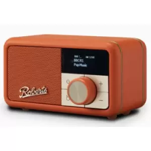 Image of Roberts Revival Petite DAB DAB+ FM RDS digital radio rechargeable batteries USB charge Pop Orange