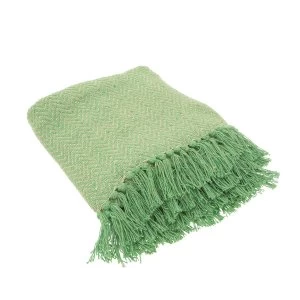 Image of Sass & Belle Green Herringbone Blanket Throw